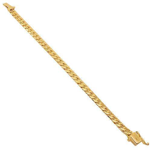 14K Solid Yellow Gold Mens Cuban Link Bracelet 7 mm