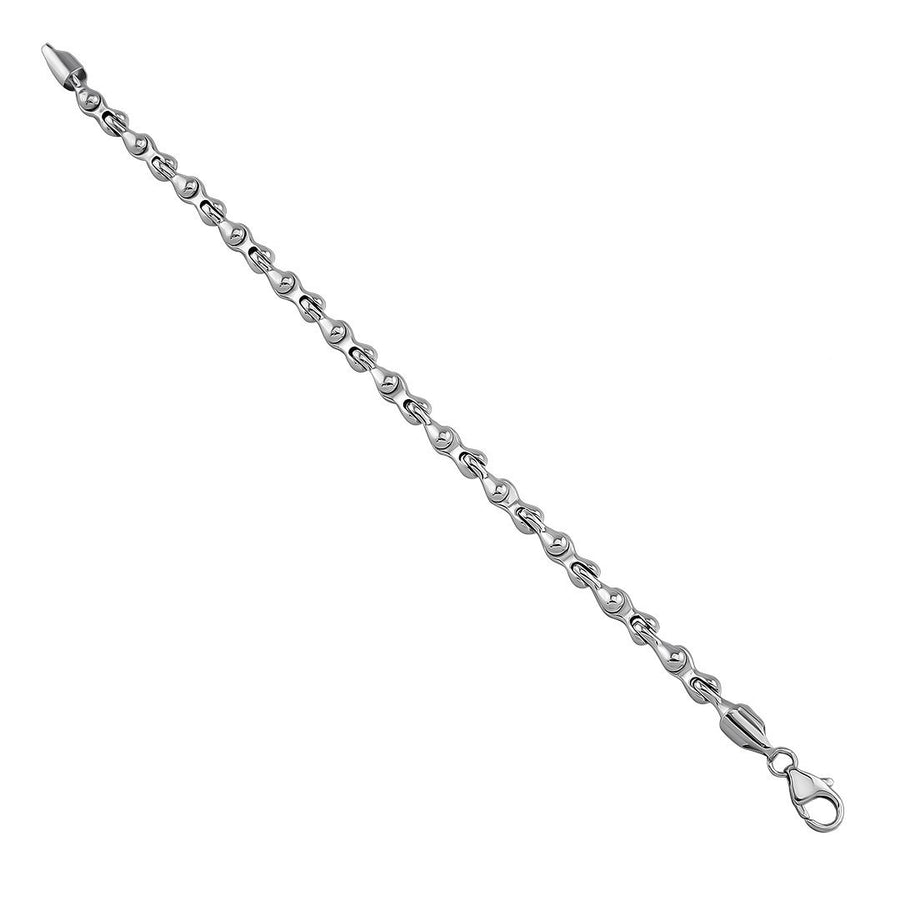 14k White Gold Bullet Link Bracelet 5 mm
