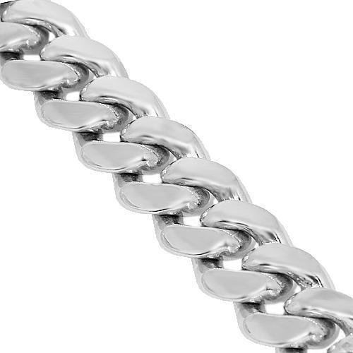 14K White Solid Gold Mens Cuban Bracelet 8 mm