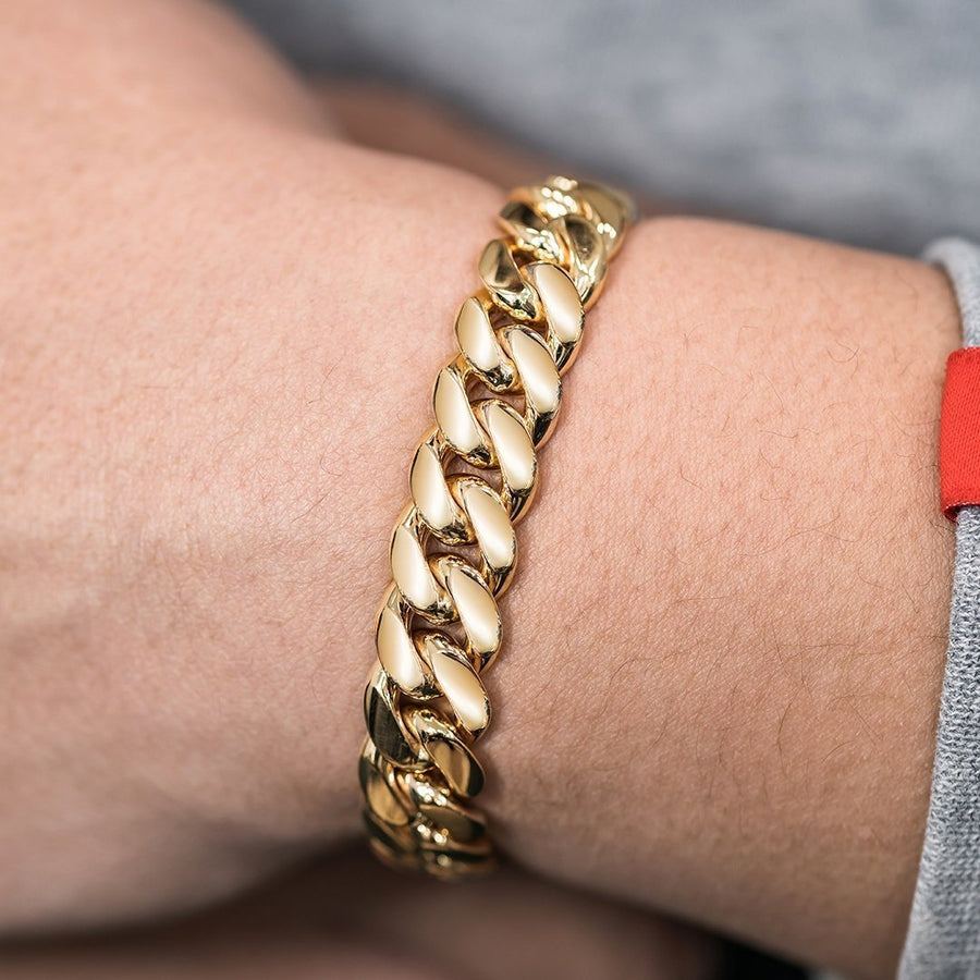 14k Yellow Gold Cuban Link Bracelet 11 mm