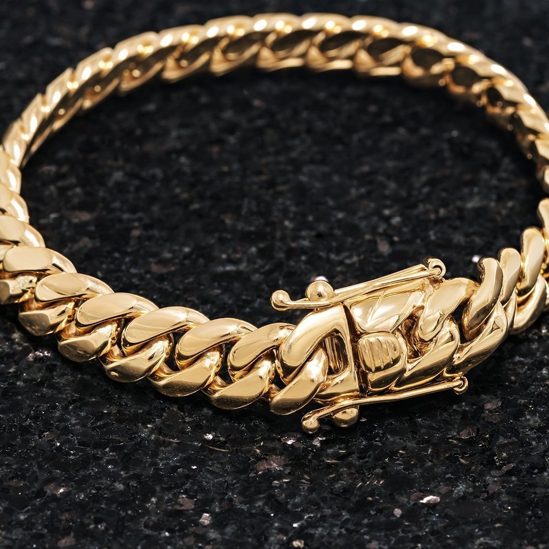 14k Yellow Gold Cuban Link Bracelet 11 mm