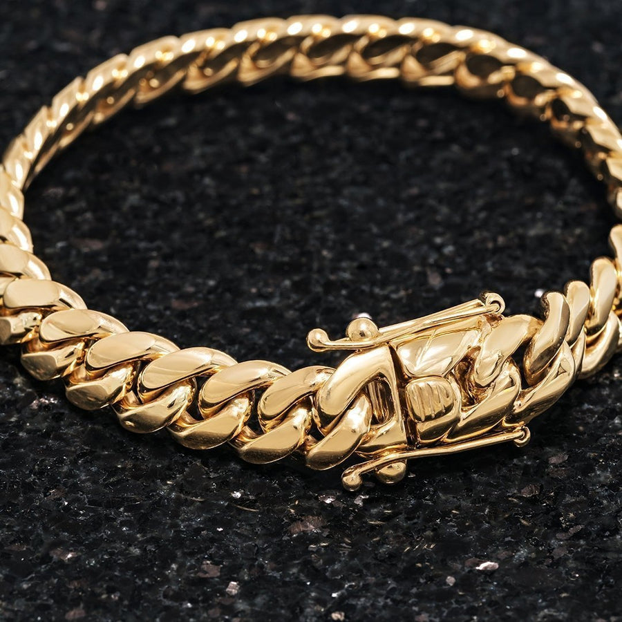 14k Yellow Gold Cuban Link Bracelet 11 mm