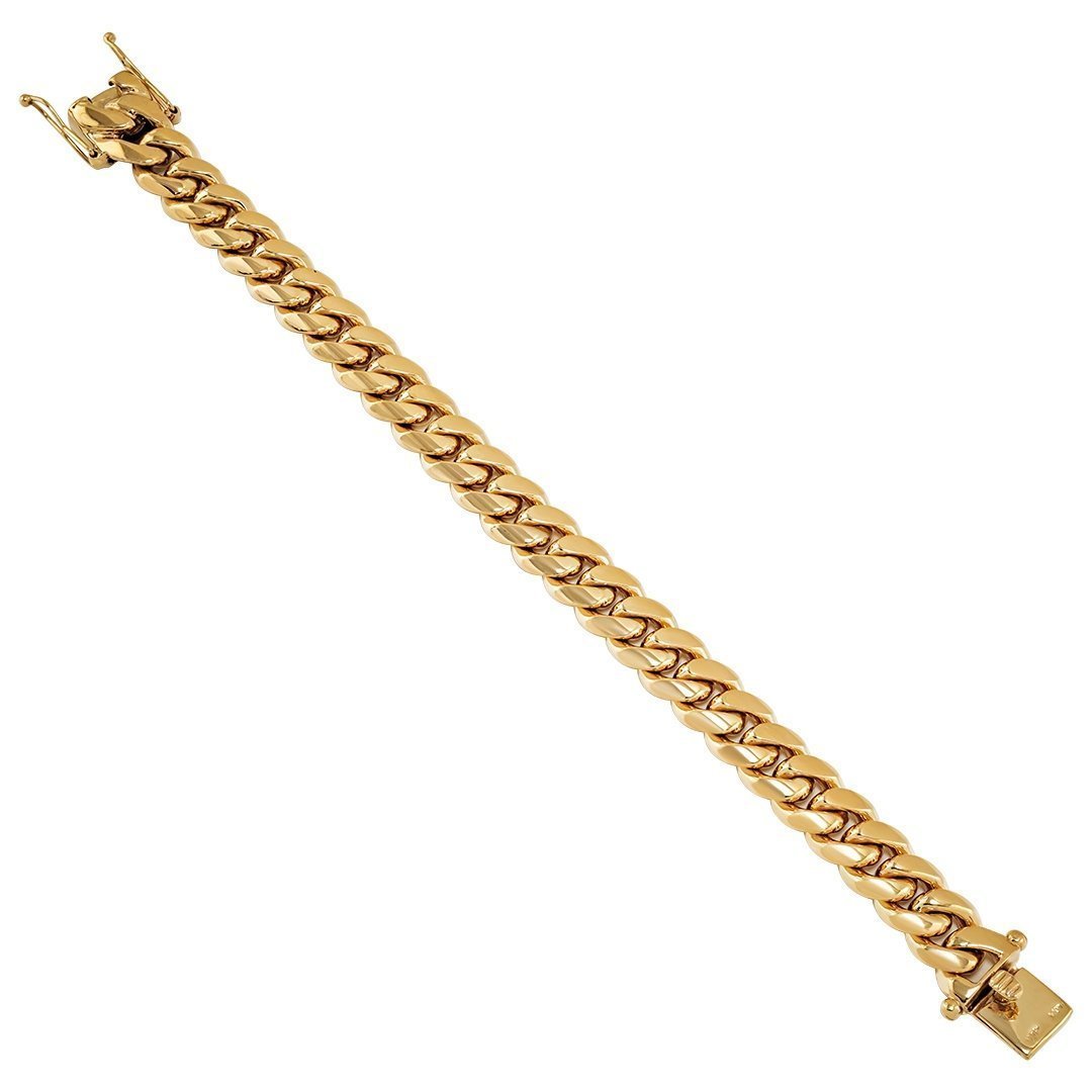14k Yellow Gold Cuban Link Bracelet 13 mm