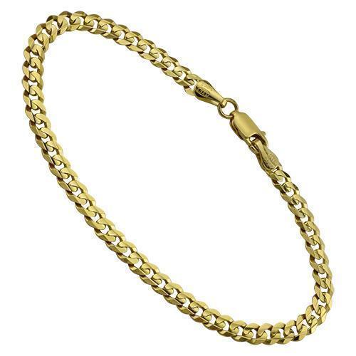 14k Yellow Gold 4.5mm Cuban Curb Chain Bracelet - 8" Italian Lobster Clasp
