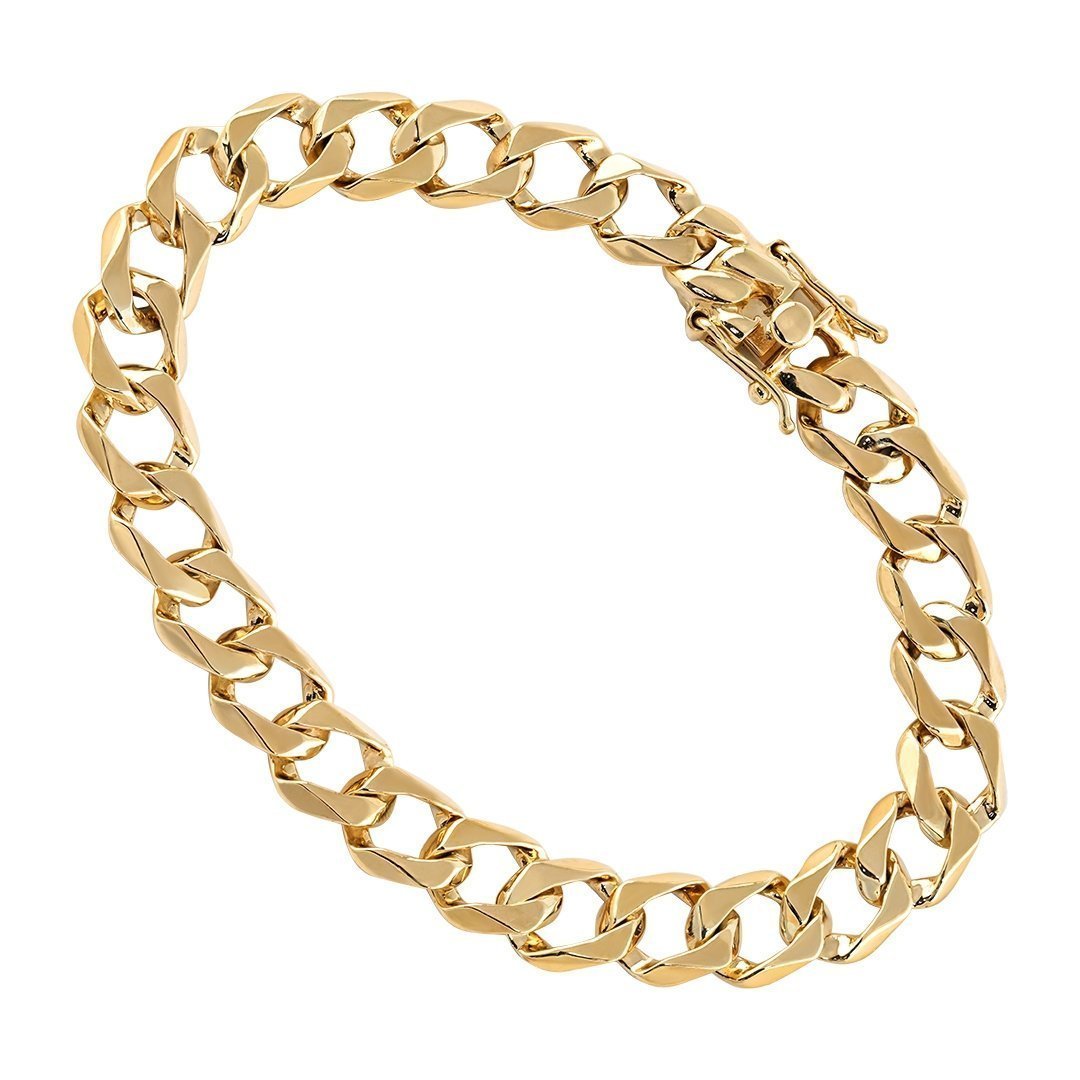 14k Yellow Gold Curb Link Bracelet 9 mm