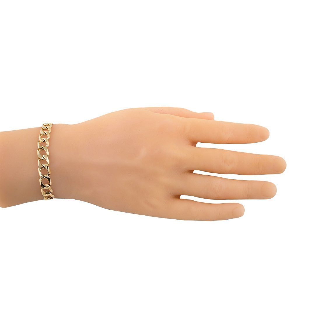 14k Yellow Gold Curb Link Bracelet 9 mm