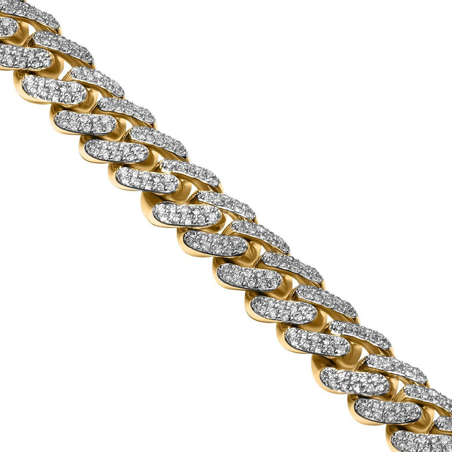 Pulsera cubana de diamantes de oro amarillo de 14 quilates de 4,62 quilates