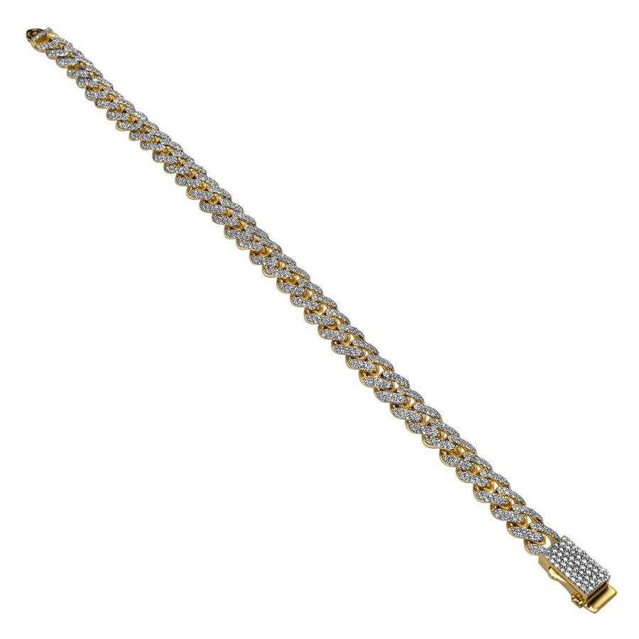 Pulsera cubana de diamantes de oro amarillo de 14 quilates de 4,62 quilates