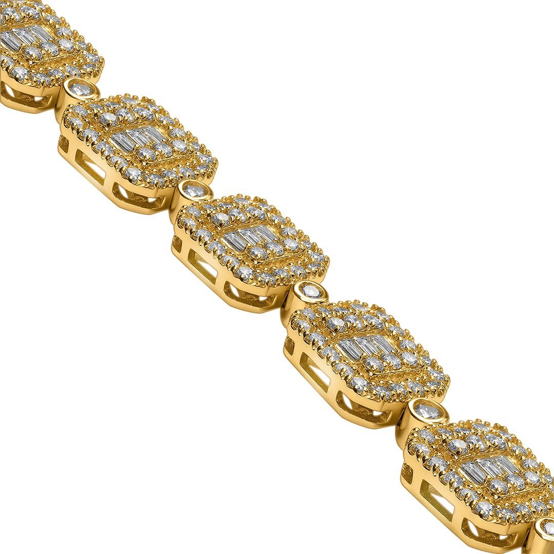 14K Yellow Gold Diamond Emerald Bracelet 5.31 Ctw