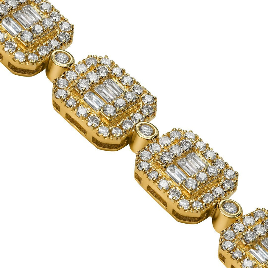 Pulsera de oro amarillo de 14 quilates con diamantes y esmeralda de 5,31 quilates