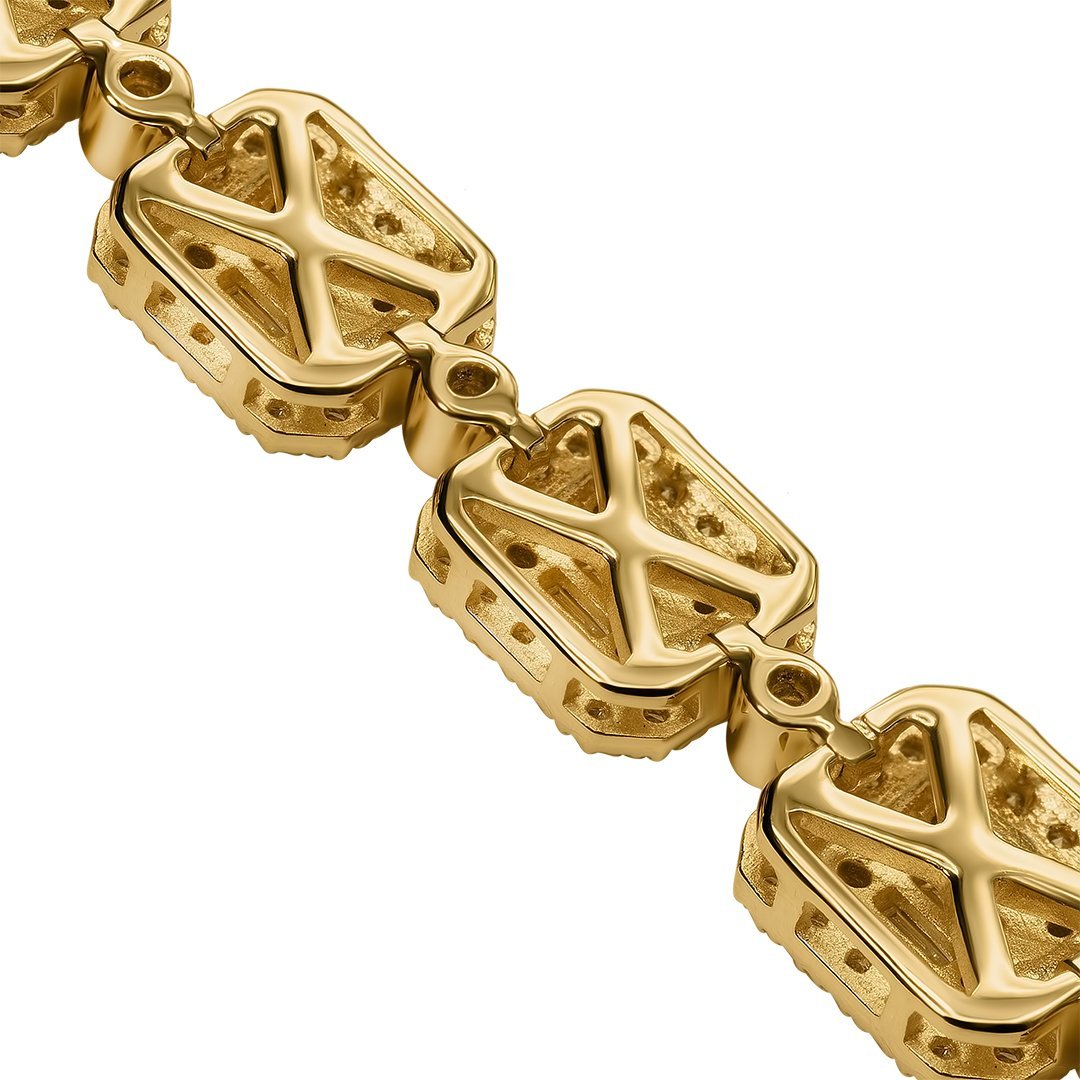 14K Yellow Gold Diamond Emerald Bracelet 5.31 Ctw