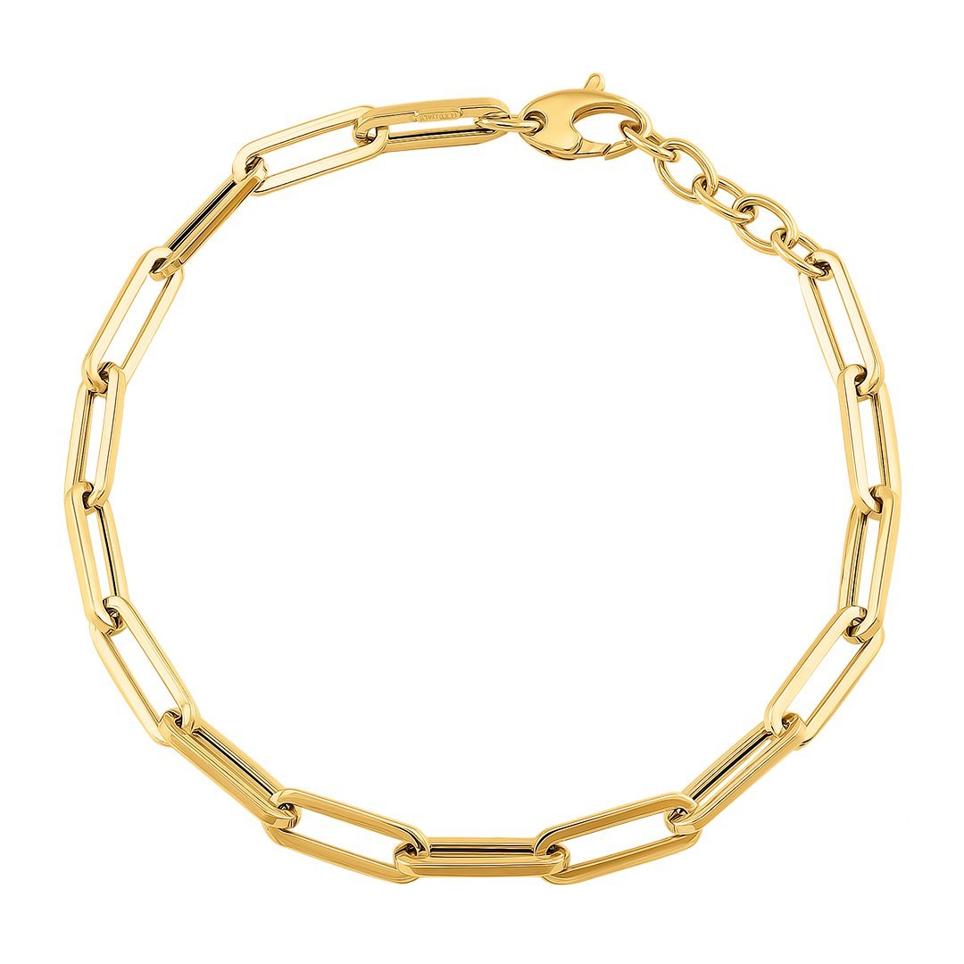14k Yellow Gold Extended Cable Link Bracelet 5.5 mm