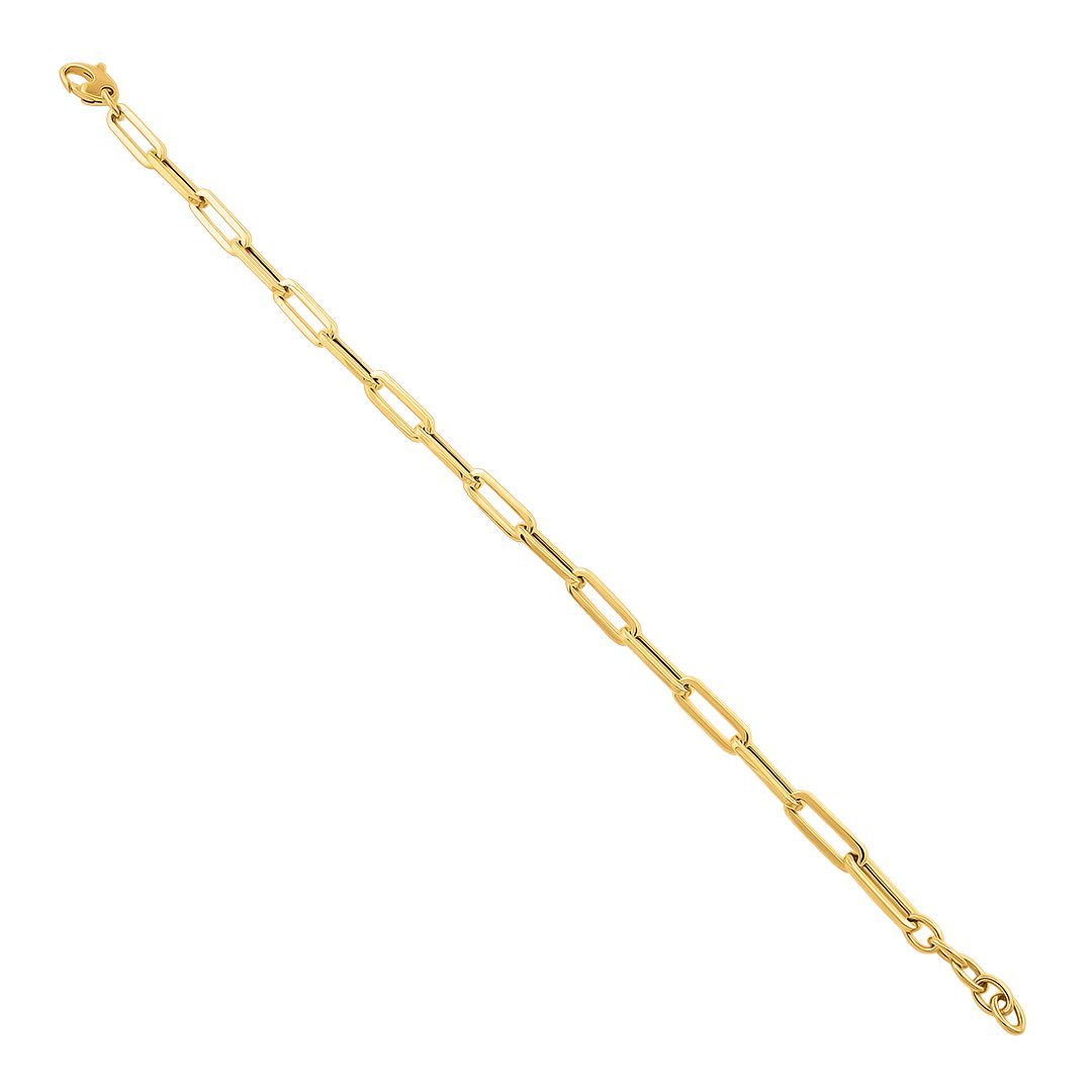 14k Yellow Gold Extended Cable Link Bracelet 5.5 mm