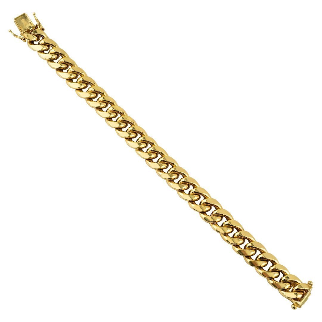 14k Yellow Semi-Solid Gold Cuban Bracelet 11 mm