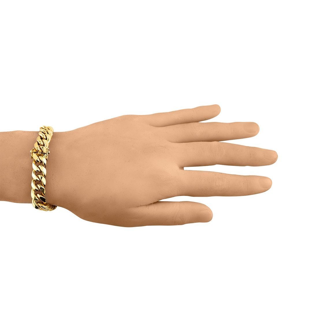 14k Yellow Semi-Solid Gold Cuban Bracelet 11 mm