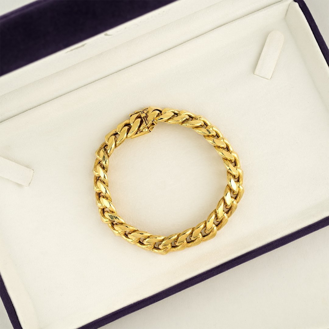 14k Yellow Semi-Solid Gold Cuban Bracelet 11 mm