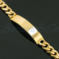 Thumbnail for 14K Yellow Solid Gold Cuban Mens ID Bracelet 11 mm