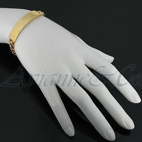 14K Yellow Solid Gold Cuban Mens ID Bracelet 11 mm