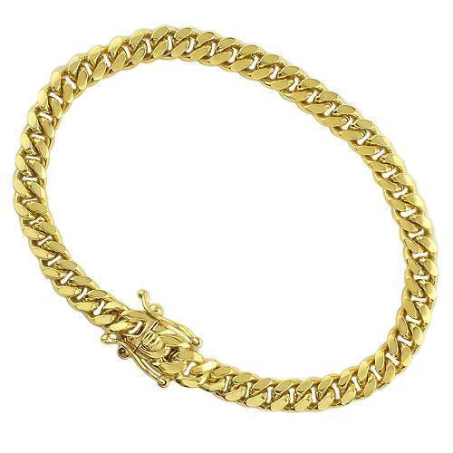 14K Yellow Solid Gold Mens Cuban Bracelet 5.5 mm