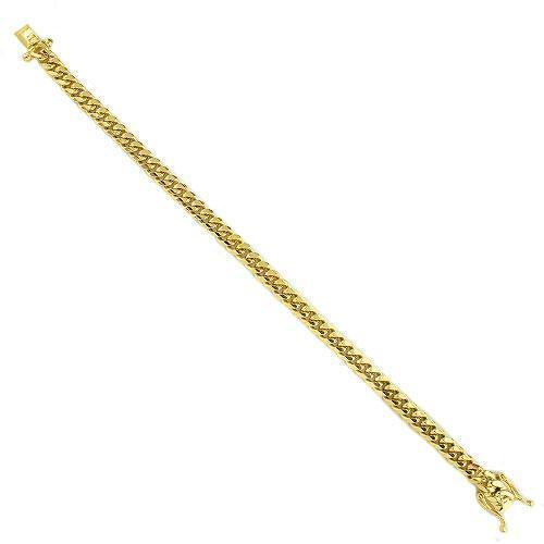 14K Yellow Solid Gold Mens Cuban Bracelet 5.5 mm