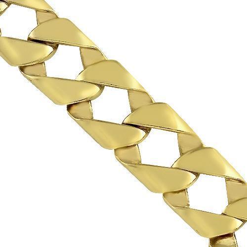 14K Yellow Solid Gold Mens Fancy Bracelet 11 mm