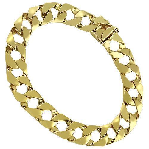 14K Yellow Solid Gold Mens Fancy Bracelet 11 mm