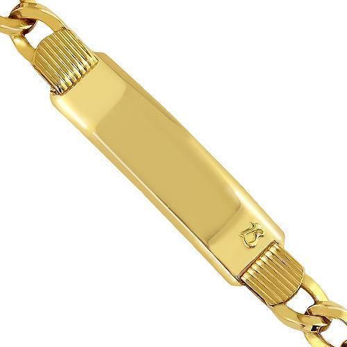 14K Yellow Solid Gold Mens ID Bracelet 12mm