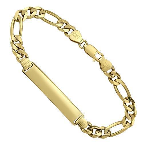 14K Yellow Solid Gold Mens ID Bracelet