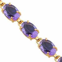 Thumbnail for 14K Yellow Solid Gold Womens Amethyst Bracelet
