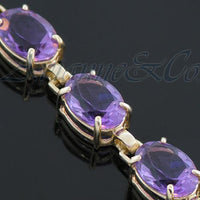 Thumbnail for 14K Yellow Solid Gold Womens Amethyst Bracelet