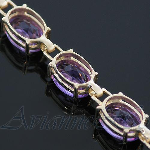 14K Yellow Solid Gold Womens Amethyst Bracelet