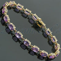 Thumbnail for 14K Yellow Solid Gold Womens Amethyst Bracelet