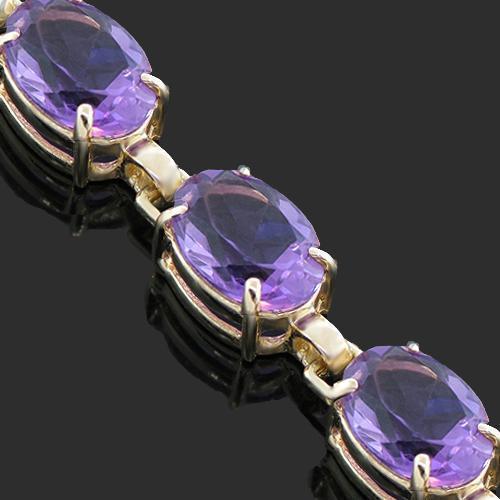 14K Yellow Solid Gold Womens Amethyst Bracelet