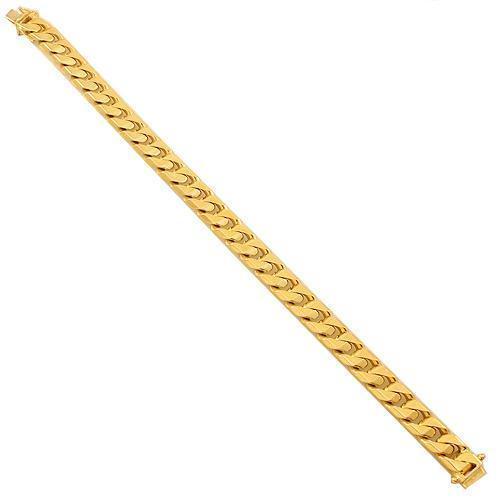 18K Solid Yellow Gold Mens Cuban Link Bracelet 9 mm