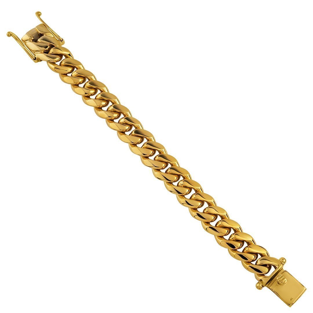 18K Yellow Gold Cuban Bracelet 15.5 mm