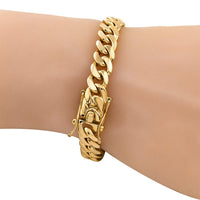 18K Yellow Solid Gold Miami Cuban Link Bracelet 11 mm Avianne