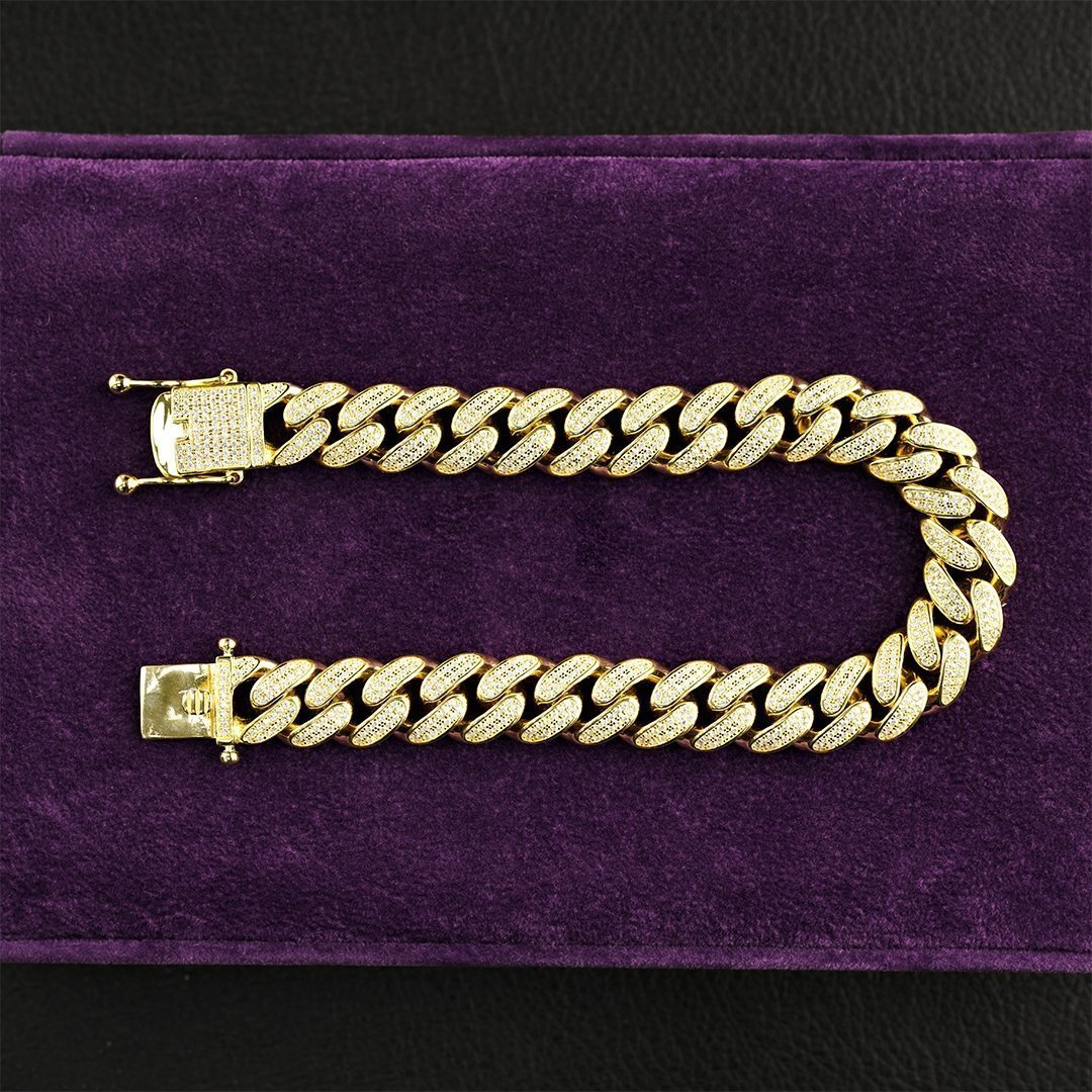 22K Gold & CZ Link Bracelet For Men (35gm) – Virani Jewelers