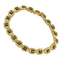 Thumbnail for 18k Yellow Gold Ruby Flower Bracelet 7.5 mm 1 Ctw