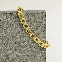 Thumbnail for 18k Yellow Gold Ruby Flower Bracelet 7.5 mm 1 Ctw