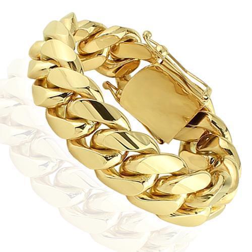 18K Yellow Solid Gold Mens Custom Made Cuban Bracelet – Avianne 