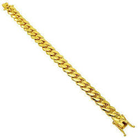 Thumbnail for 925 Sterling Silver Yellow Gold Plated Mens Cuban Bracelet