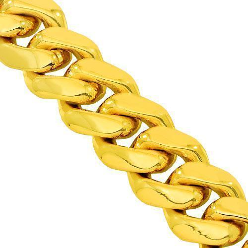 925 Sterling Silver Yellow Gold Plated Mens Cuban Bracelet