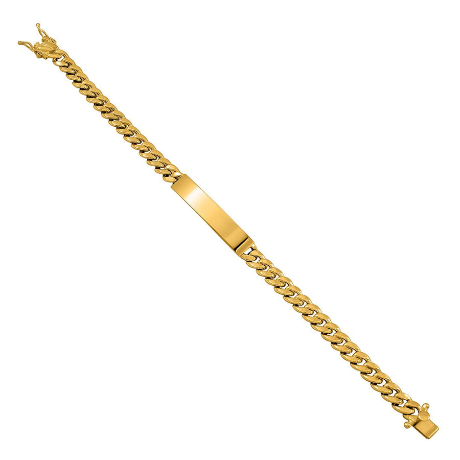 Pulsera cubana personalizable con placa de nombre en oro amarillo de 14 quilates