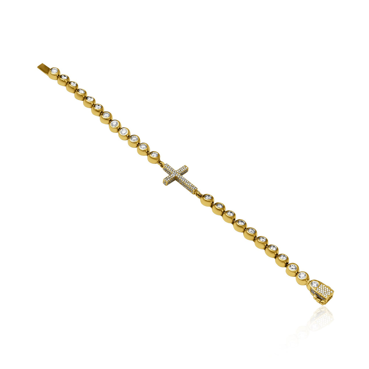 14k Yellow Gold Diamond Cross Bracelet 5 Ctw
