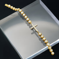 Thumbnail for 14k Yellow Gold Diamond Cross Bracelet 5 Ctw