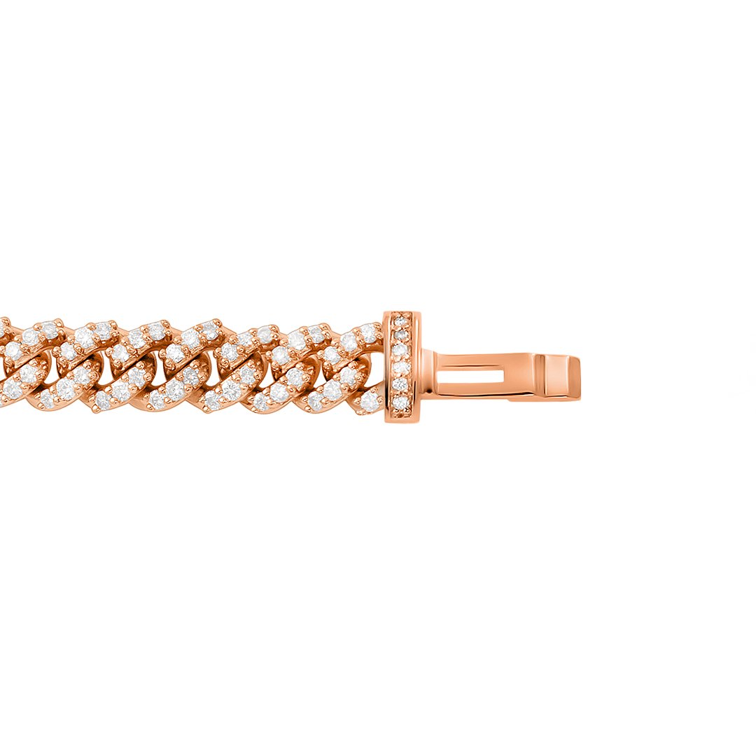 Diamond Cuban Bracelet in 14k Rose Gold 3.30 Ctw