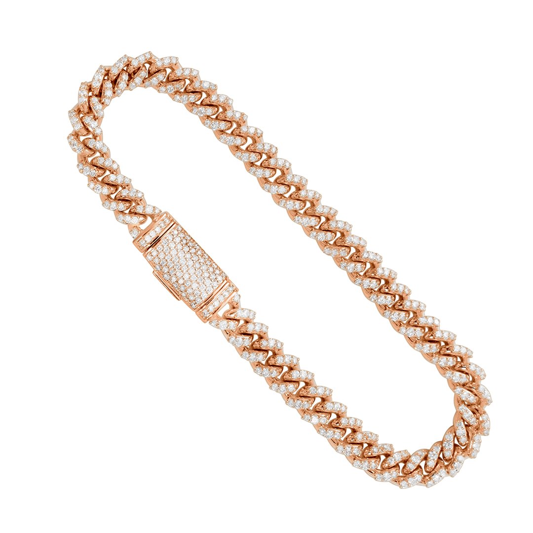 Diamond Cuban Bracelet in 14k Rose Gold 3.30 Ctw