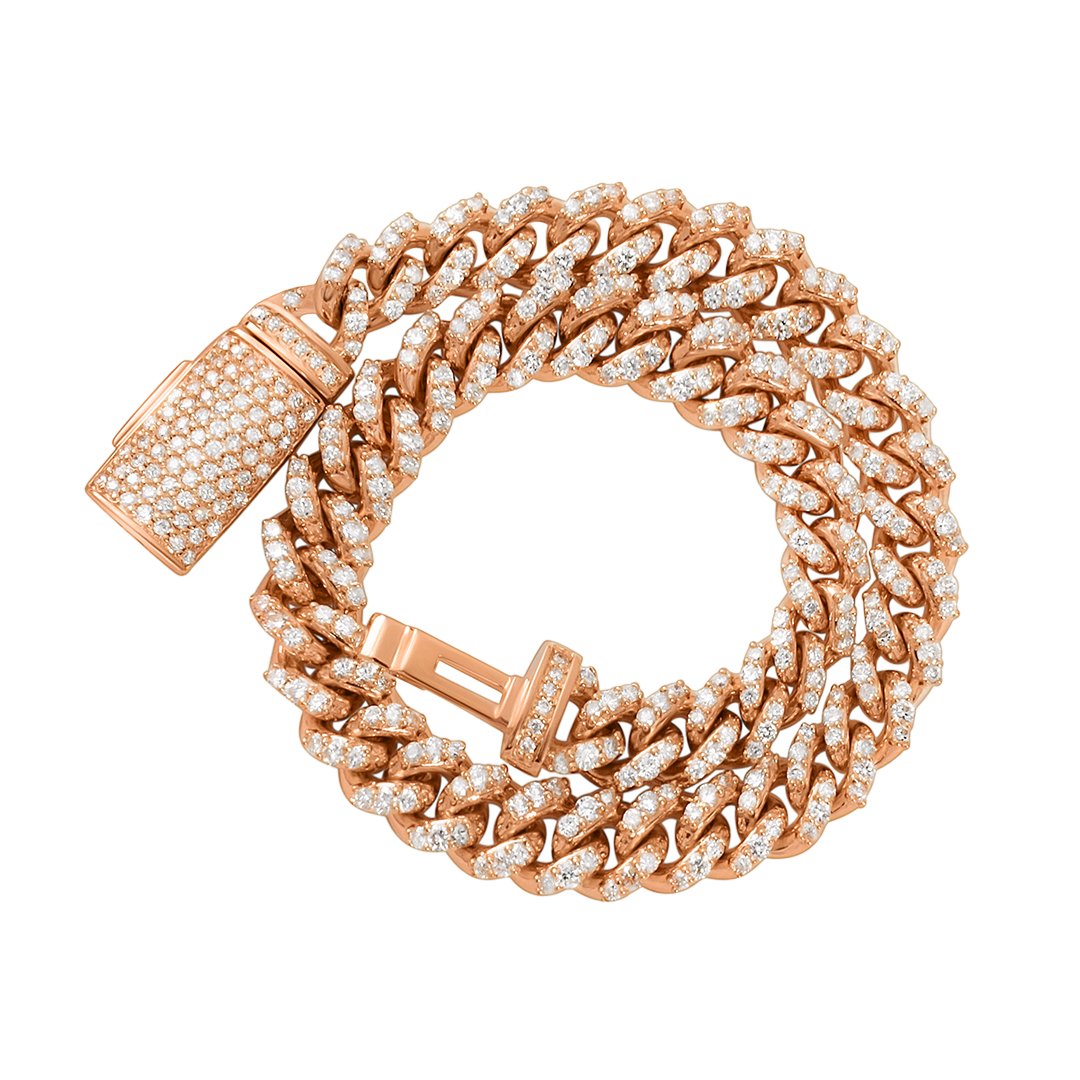 Diamond Cuban Bracelet in 14k Rose Gold 3.30 Ctw