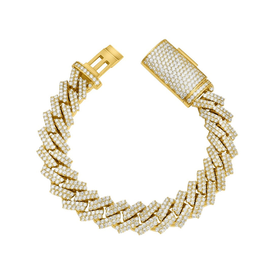 Diamond Cuban Bracelet in 14k Yellow Gold 17.67 Ctw
