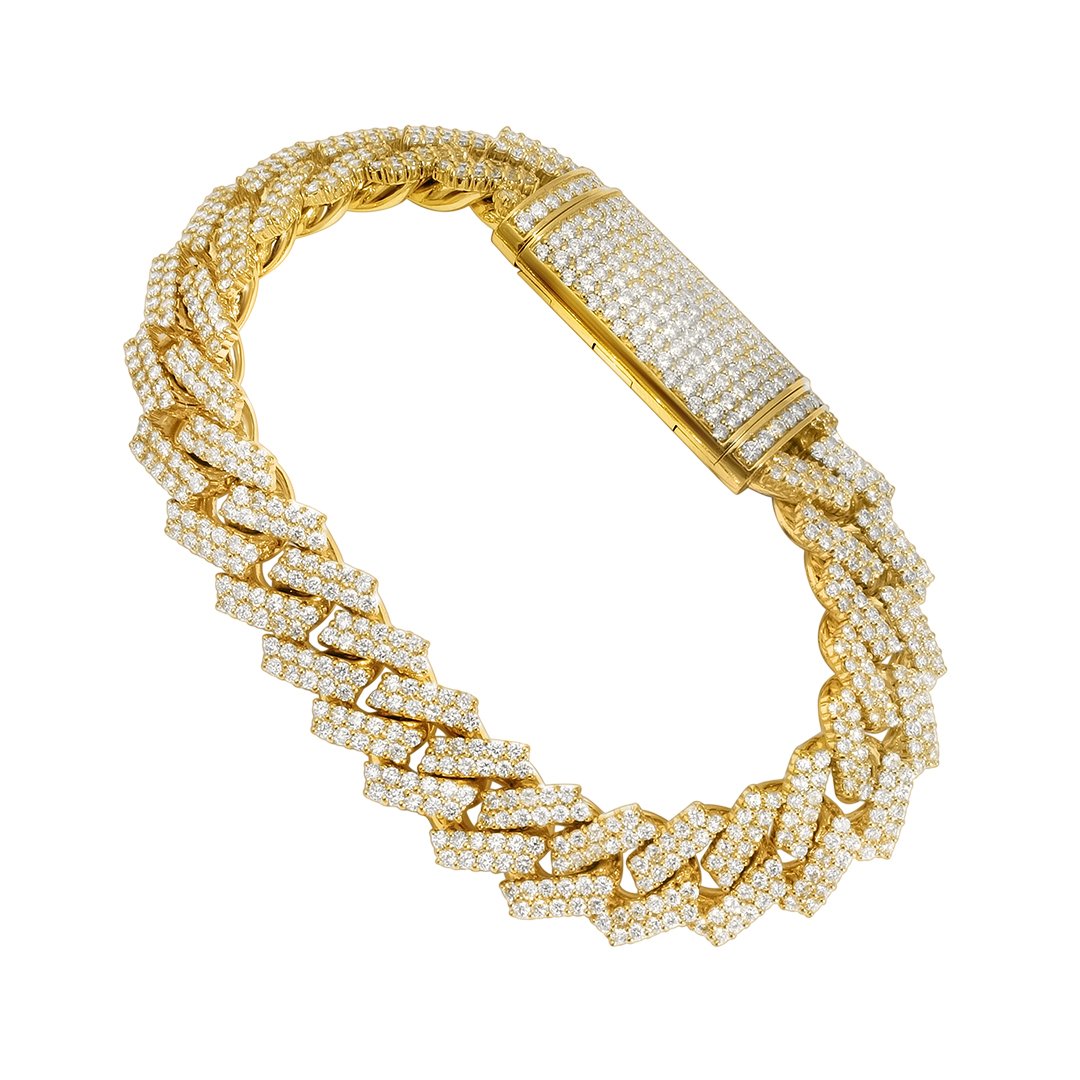 14k Gold Diamond Cuban Link Bracelet - Grimal Jewelry